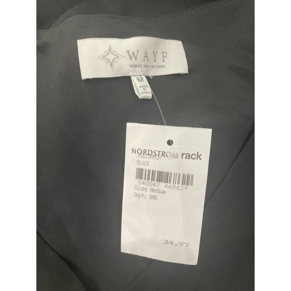 WAYF Lace Trim Knotted Long Sleeve Blouse Black Women's Size M - Picture 10 of 11